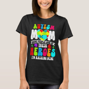 Autism Mom Groovy Heart Puzzle Autism Awareness He T-Shirt
