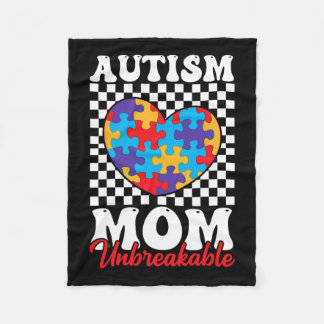 Autism Mom Heart Puzzle Mother Son Autism Awarenes Fleece Blanket