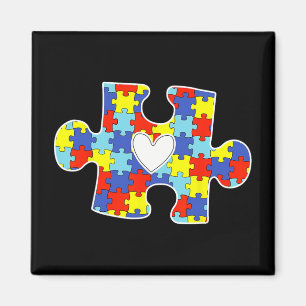 Autism Mom Heart Puzzle Piece Autism Awareness Tea Magnet