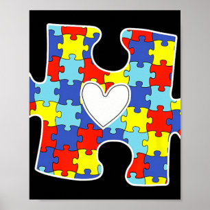Autism Mom Heart Puzzle Piece Autism Awareness Tea Poster