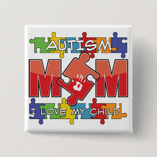 Autism Mom - I Love My Child 2 Inch Square Button