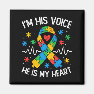 Autism Mom I'm His Voice He Is My Heart Autism Awa Magnet
