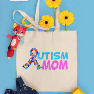Autism Mom in Pink Tote Bag