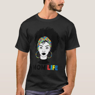 Autism Mom Life Bandana Mother's Day Afro American T-Shirt