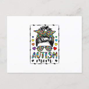 Autism Mom Life Messy Bun Bleached Mother’s Day Announcement Postcard