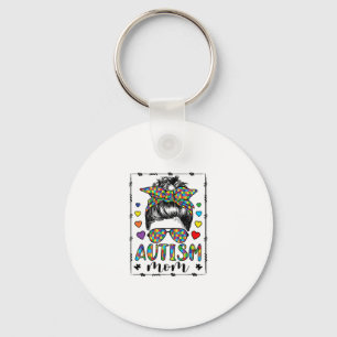 Autism Mom Life Messy Bun Bleached Mother’s Day Keychain