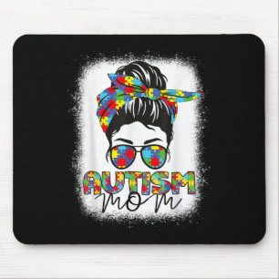 Autism Mom Life Messy Bun Bleached Mothers Day Aut Mouse Pad