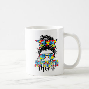 Autism Mom Life Messy Bun Sunglasses Bandana Mothe Coffee Mug