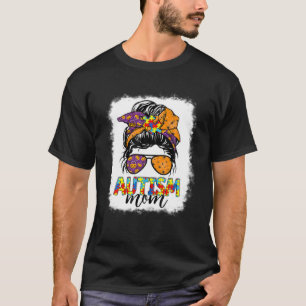 Autism Mom Life Messy Bun Witch Horror Halloween M T-Shirt