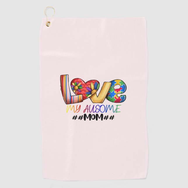 Autism Mom Love - Colourful Awareness Golf Towel (Front)