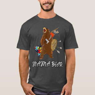 Autism Mom Mama Bear Autism Awareness Puzzle Premi T-Shirt