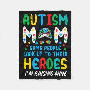 Autism Mom Messy Bun Raising Heroes ASD Awareness Fleece Blanket