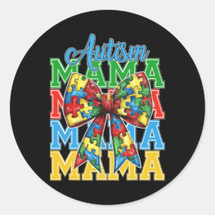 Autism Mom Neuro Diverse Coquette Bow Mama Mother' Classic Round Sticker