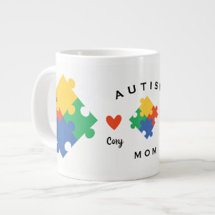 Autism Mom Personalized with Two Childs Name Large Coffee Mug