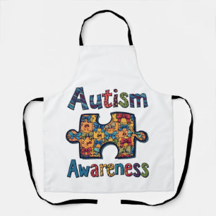 Autism Mom Puzzle Piece Coquette Bow Ribbon Autism Apron