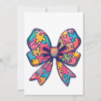Autism Mom Puzzle Piece Coquette Bow Ribbon Autism