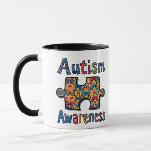 Autism Mom Puzzle Piece Coquette Bow Ribbon Autism Mug