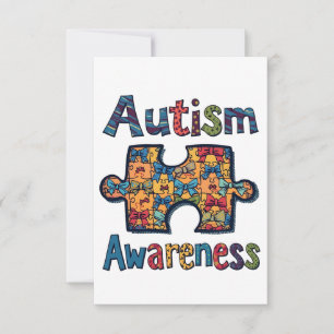 Autism Mom Puzzle Piece Coquette Bow Ribbon Autism RSVP Card