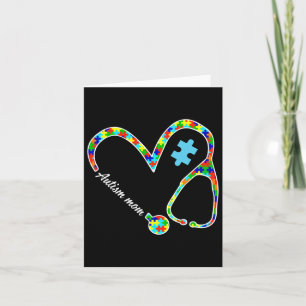 Autism Mom Puzzle Stethoscope Nurse Autism Awarene Card