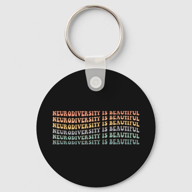 Autism mom Rainbow Neurodiversity is beautifulNeur Keychain (Front)