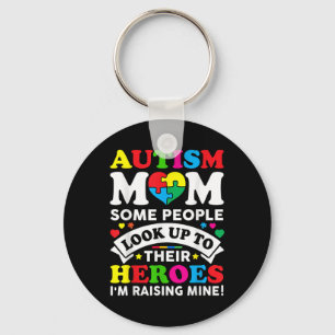 Autism Mom Raising Hero Autism Awareness Mom Keychain