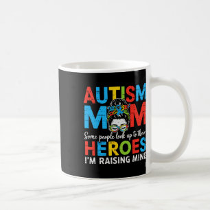 Autism Mom Raising Hero Funny Autism Awareness Mam Coffee Mug