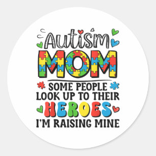 Autism Mom Raising Hero Groovy Autism Awareness Classic Round Sticker