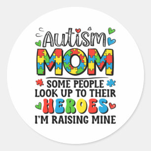 Autism Mom Raising Hero Groovy Autism Awareness Classic Round Sticker