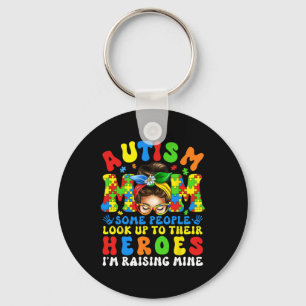 Autism Mom Raising Hero Groovy Autism Awareness Me Keychain