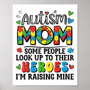 Autism Mom Raising Hero Groovy Autism Awareness  Poster