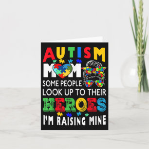 Autism Mom Raising Hero Groovy Messy Bun Autism Aw Card