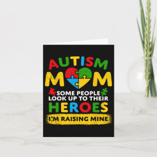 Autism Mom Raising Hero Groovy Messy Bun Autism Aw Card