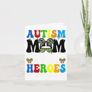 Autism Mom Raising Hero Groovy Messy Bun Autism Aw Card