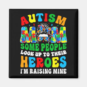 Autism Mom Raising Hero Groovy Messy Bun Autism Aw Magnet