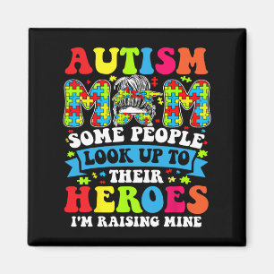 Autism Mom Raising Hero Groovy Messy Bun Autism Aw Magnet