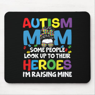 Autism Mom Raising Hero Groovy Messy Bun Autism Aw Mouse Pad
