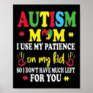 Autism Mom Raising Hero Groovy Messy Bun Autism Aw Poster