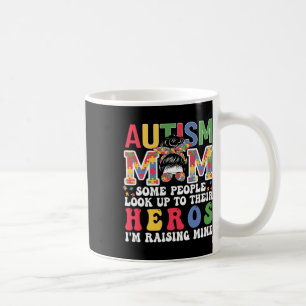 Autism Mom Raising - Hero Groovy Messy Bun Autism Coffee Mug