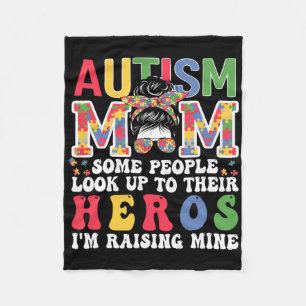 Autism Mom Raising - Hero Groovy Messy Bun Autism Fleece Blanket
