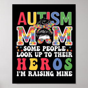 Autism Mom Raising - Hero Groovy Messy Bun Autism Poster