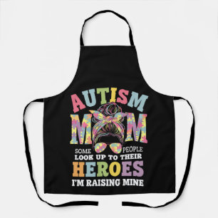 Autism Mom Raising Hero Messy Bun Autistic Apron