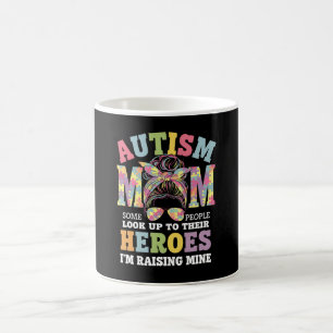 Autism Mom Raising Hero Messy Bun Autistic Coffee Mug