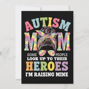 Autism Mom Raising Hero Messy Bun Autistic Invitation