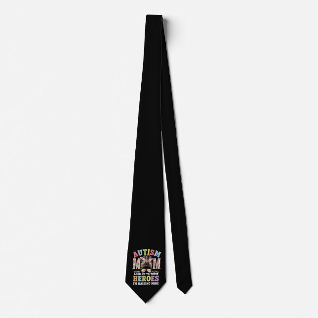 Autism Mom Raising Hero Messy Bun Autistic Tie (Front)