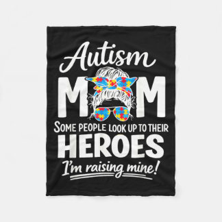 Autism Mom Raising Hero Puzzle Awareness Pride Fleece Blanket