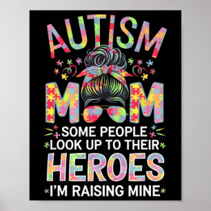 Autism Mom Raising Hero Puzzle Piece Art Autism Aw Poster