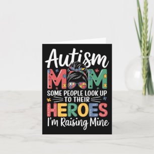 Autism Mom Raising Hero Puzzle Piece Design Autism Card