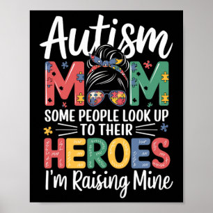 Autism Mom Raising Hero Puzzle Piece Design Autism Poster