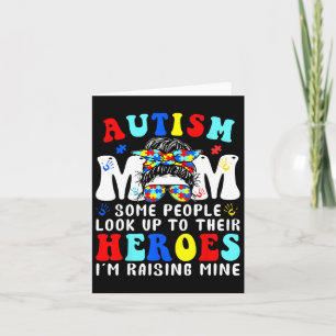 Autism Mom Raising Heroe Messy Bun For Women Autis Card