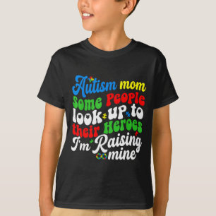 Autism mom raising my hero groovy retro puzzle  T-Shirt